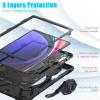 360 Rotation Case for Samsung Galaxy Tab S9 Ultra 14.6" Sturdy Cover Rotate Ring Stand Shoulder Carrying Strap Hand Strap Rugged Children Adults Outdoor Case (Black) view 2