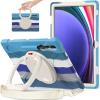 360 Rotation Case for Samsung Galaxy Tab S9 Ultra 14.6" Sturdy Cover Rotate Ring Stand Shoulder Carrying Strap Hand Strap Rugged Children Adults Outdoor Case (Colourful Blue) view 1
