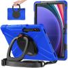 360 Rotation Case for Samsung Galaxy Tab S9 11" Sturdy Cover Rotate Ring Stand Shoulder Carrying Strap Hand Strap Rugged Children Adults Outdoor Case (Blue) view 1
