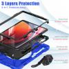 360 Rotation Case for Samsung Galaxy Tab S9 11" Sturdy Cover Rotate Ring Stand Shoulder Carrying Strap Hand Strap Rugged Children Adults Outdoor Case (Blue) view 2