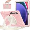360 Rotation Case for Samsung Galaxy Tab S9+ 12.4" Sturdy Cover Rotate Ring Stand Shoulder Carrying Strap Hand Strap Rugged Children Adults Outdoor Case (Rosegold) view 1
