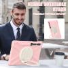 360 Rotation Case for Samsung Galaxy Tab S9+ 12.4" Sturdy Cover Rotate Ring Stand Shoulder Carrying Strap Hand Strap Rugged Children Adults Outdoor Case (Rosegold) view 4