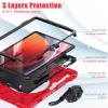 360 Rotation Case for Samsung Galaxy Tab S9 11" Sturdy Cover Rotate Ring Stand Shoulder Carrying Strap Hand Strap Rugged Children Adults Outdoor Case (Red) view 2