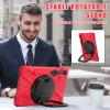 360 Rotation Case for Samsung Galaxy Tab S9 11" Sturdy Cover Rotate Ring Stand Shoulder Carrying Strap Hand Strap Rugged Children Adults Outdoor Case (Red) view 4