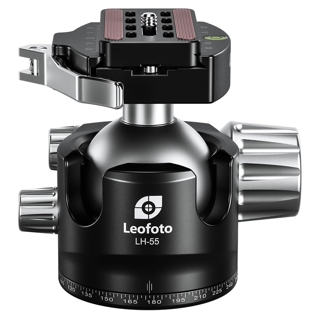 Leofoto LH-LR Ball Head, Lever Release, Bubber Level, Low Profile, 3/8" Srew Hole, Arca Compatible (LH-55LR)