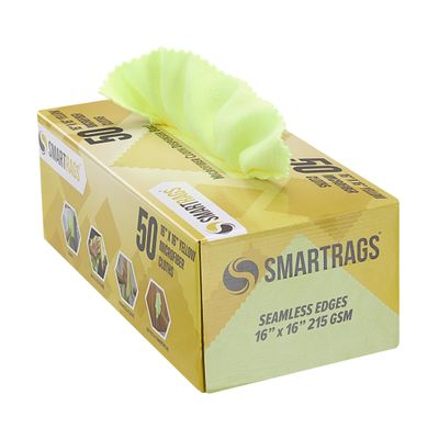 Arkwright Smart Rags in Box - (Pack of 50) Lint Free, Large Microfiber Cleaning Cloth, Scratch & Streak-Free, Dispensable Wash Towels for Cars, Kitchen, and Window Glass, Yellow