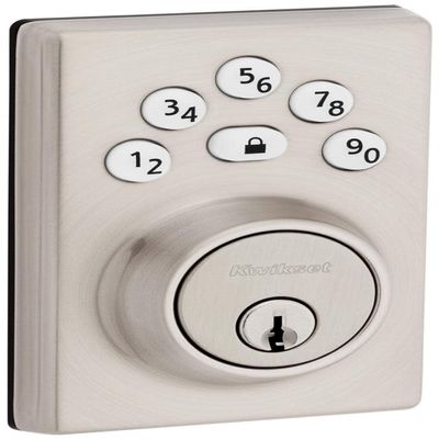 Kwikset 9240CNT-15 Contemporary Powerbolt Electronic SmartCode Deadbolt with RCAL Latch and RCS Strike Satin Nickel Finish