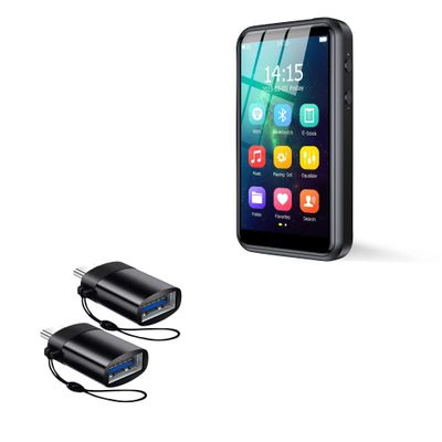 BoxWave Cable Compatible with HiFi Walker H2 Touch Pro - USB-C to A PortChanger (2-Pack), USB Type-C OTG USB Portable Keychain - Slate Black
