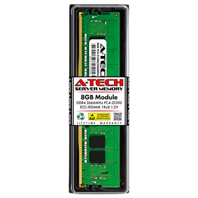 A-Tech 8GB RAM for Supermicro SUPER X10DAC, X10DDW-iN, X10DRD-LT, X10DRG-Q, X10DRi-T, X10DRL-iT, X11DPG-QT, X11DPH-I, X11DPH-TQ | DDR4 2666MHz PC4-21300 ECC RDIMM 1Rx8 Registered Server Memory Upgrade