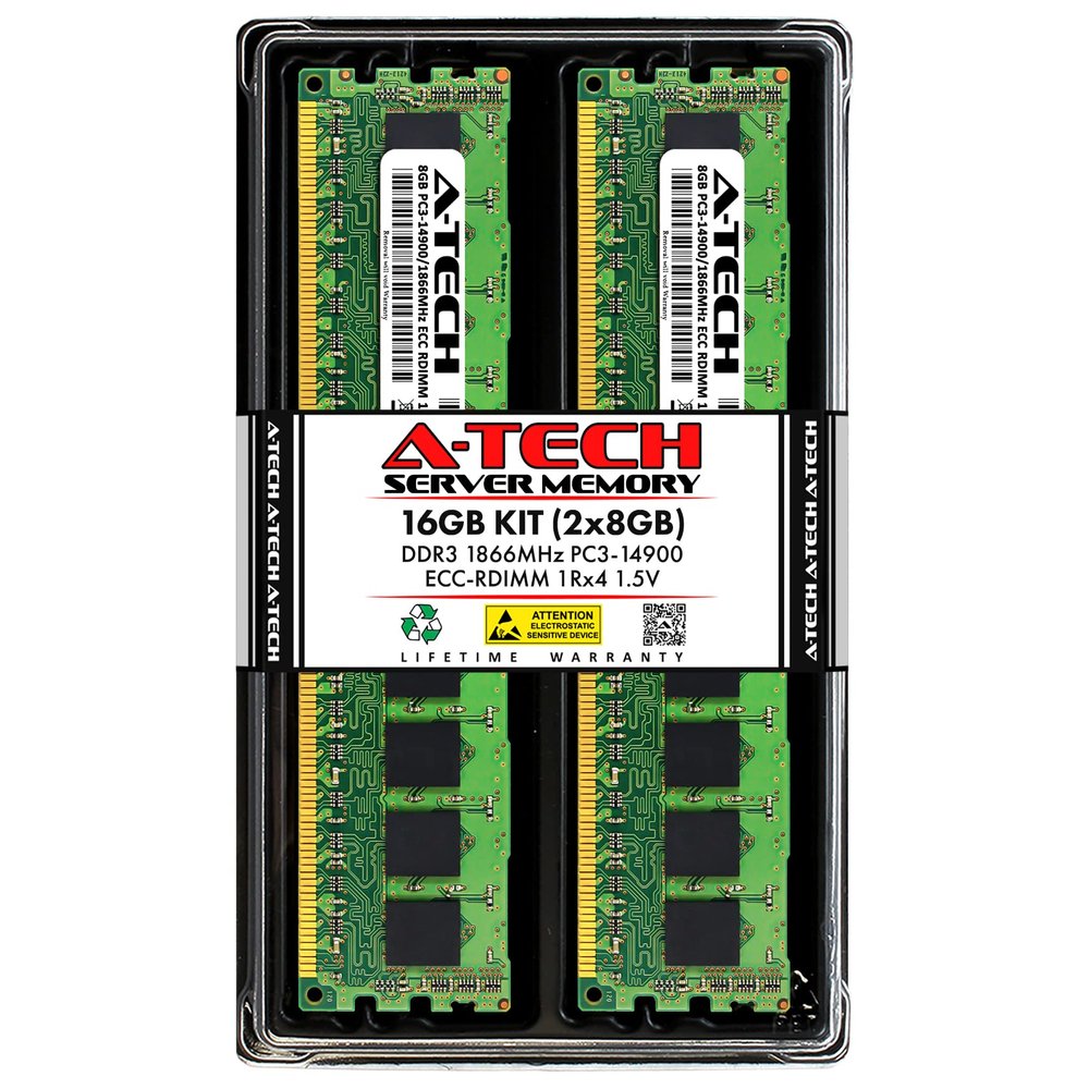 A-Tech 16GB Kit (2x8GB) RAM for HP ProLiant DL160 G8, DL580 G8, SL210t G8, SL250s G8, SL270s G8, WS460c G8 | DDR3 1866MHz PC3-14900 ECC RDIMM 1Rx4 1.5V Registered Server Memory Upgrade