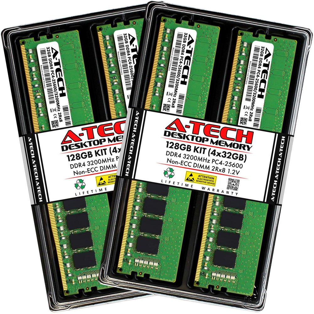 A-Tech 128GB Kit (4x32GB) RAM for Acer Predator Orion PO3-630-UA15, PO3-630-UA91, PO3-630-UD14, PO3-640-UD14 | DDR4 3200MHz PC4-25600 DIMM Non-ECC UDIMM Memory Upgrade