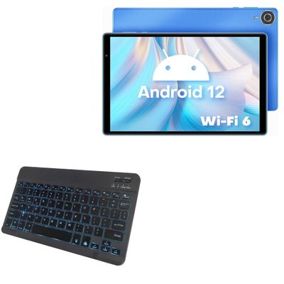 BoxWave Keyboard Compatible with Teclast P25T 2023 - SlimKeys Bluetooth Keyboard - with Backlight, Portable Slim LED 7 Colors - Jet Black