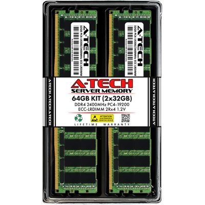 A-Tech 64GB Kit (2x32GB) RAM for Supermicro SuperStorage 6029P-E1CR16T, 6049P-E1CR24L, 6049P-E1CR36L, 6049P-E1CR60H | DDR4 2400MHz PC4-19200 ECC LRDIMM 2Rx4 Load Reduced Server Memory Upgrade