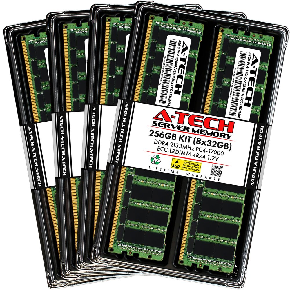 A-Tech 256GB Kit (8x32GB) RAM for Supermicro SUPER H11DSi-NT, X10DRD-iNT, X10DRG-O+-CPU, X10DRG-OT+-CPU, X10DRH-CLN4, X10DRi | DDR4 2133MHz PC4-17000 ECC LRDIMM 4Rx4 Load Reduced Server Memory Upgrade