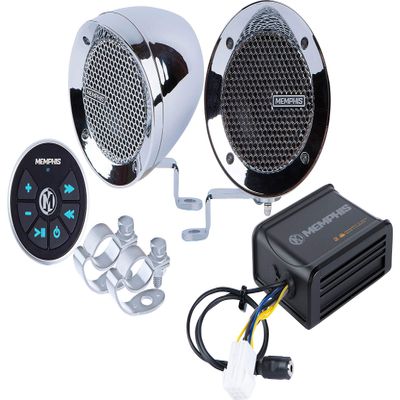 Memphis MXABMC2BT (2) 3" Weather-Resistant Speakers + Amplifier + Bluetooth Control, Handlebar Mount, Perfect for Motorcycle, ATV, Scooter, and UTV Audio