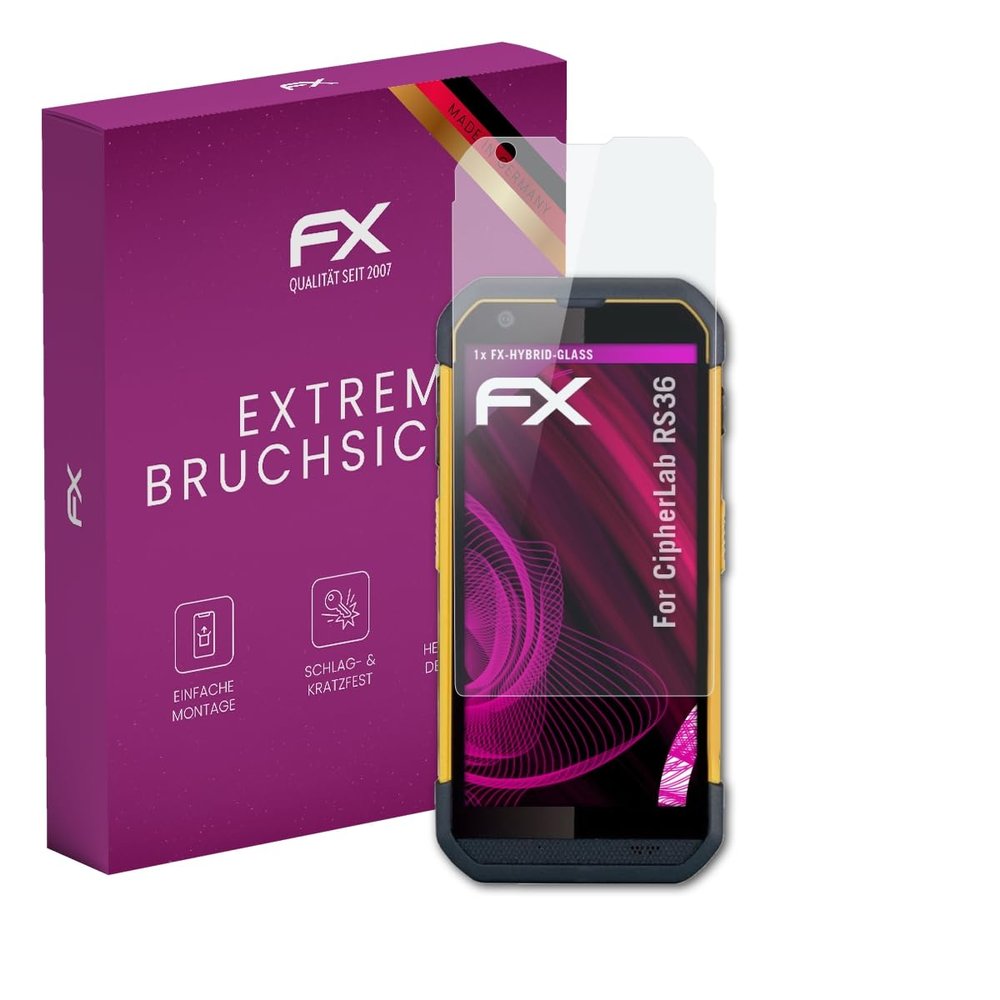 atFoliX Plastic Glass Protective Film compatible with CipherLab RS36, 9H Hybrid-Glass FX Screen Protector