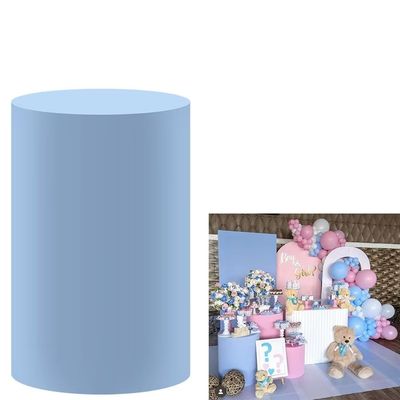 FiVan Gender Reveal Party Decoration Props Light Blue Plinth Cover Elastic Stretch Spandex Pedestal Cover for Metal Cylinder Stands HP-1913