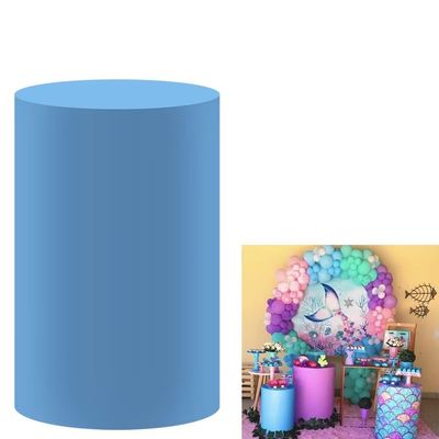 FiVan Birthday Baby Shower Party Decoration Props Blue Plinth Cover Elastic Stretch Spandex Pedestal Cover for Metal Cylinder Stands HP-1911