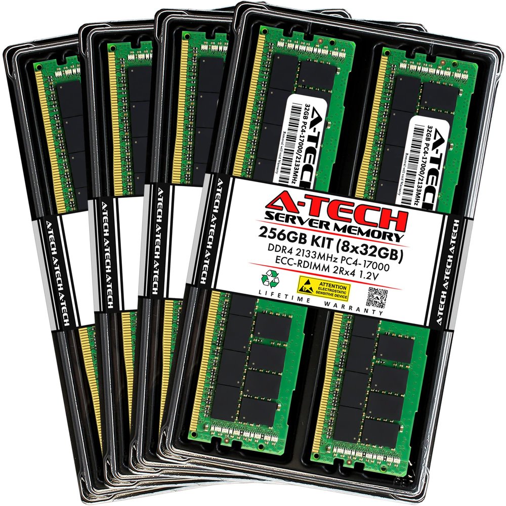 A-Tech 256GB Kit (8x32GB) RAM for Supermicro SUPER X10DAC, X10DDW-iN, X10DRD-iNT, X10DRFF-CTG, X10DRG-O+-CPU, X10DRG-Q, X10QRH+ | DDR4 2133MHz PC4-17000 ECC RDIMM 2Rx4 Registered Server Memory Upgrade