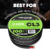 12 Gauge Speaker Wire - 100 Feet Black | 12-2 AWG Gauge - Rated for Marine & Outdoor in Ground Burial & in Wall CL3 CL2, 2 Conductors - CCA Copper Clad Aluminum, Black 100ft view 2