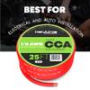 1/0 Gauge Amp Wire - 25ft Red | Best Used for Battery Cable, Marine Speaker Wiring, Solar Systems for RV Trailer, Car Audio Speaker, 8 AWG Automotive Copper Clad Aluminum (CCA) view 2
