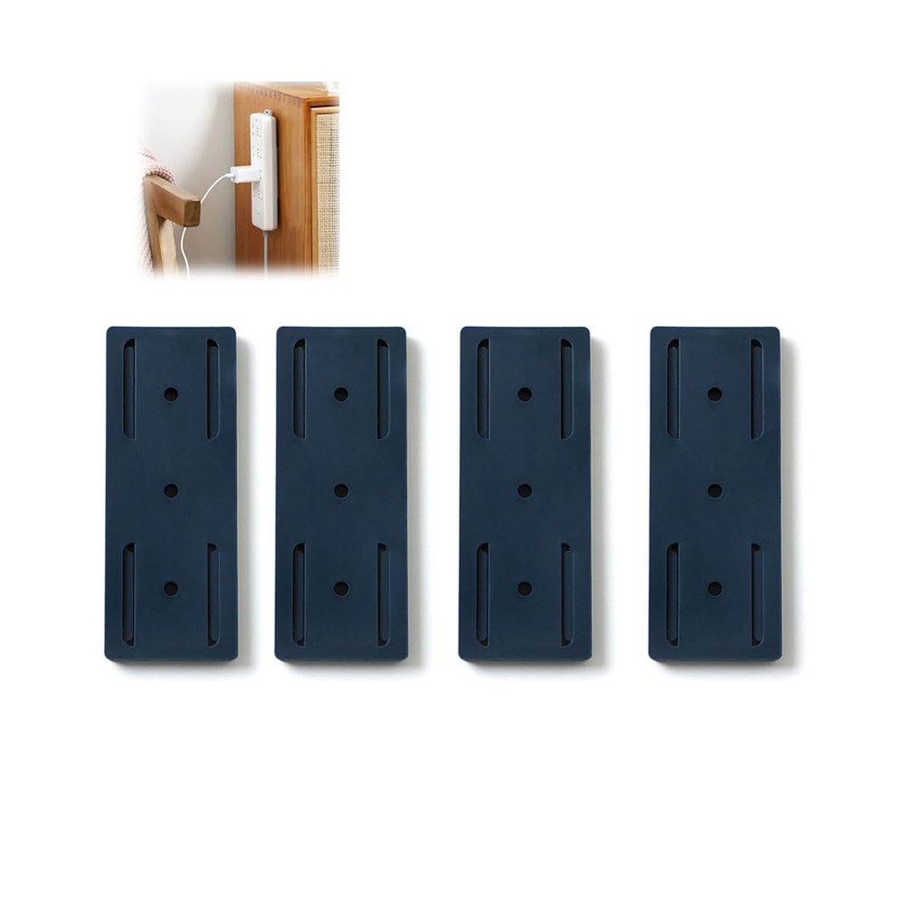 4PCS Desktop Socket Fixer, Seamless Wall-mounted Power Strip Holder Fixer Wall Mount Plug-in Socket Fixer (Blue)