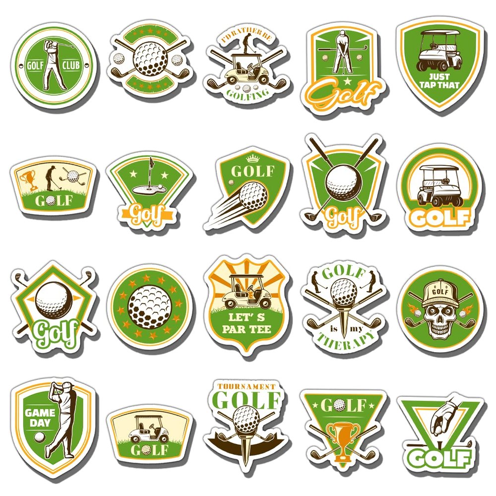 20 Pack pcs Sports Golf Stickers for Water Bottles Waterproof Scrapbooking Laptop Luggage Computer Funny Aesthetic Sticker Packs Set Teens Adults Golfers Girls Boys Vinyl Decals