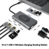 14-in-1 USB-C Wireless Charging Docking Station | Dual HDMI 4K | 87W PD Fast Charge | Gigabit Ethernet | TF/SD Card Reader | USB 3.0 Hub | Audio Output | Laptop Stand view 2