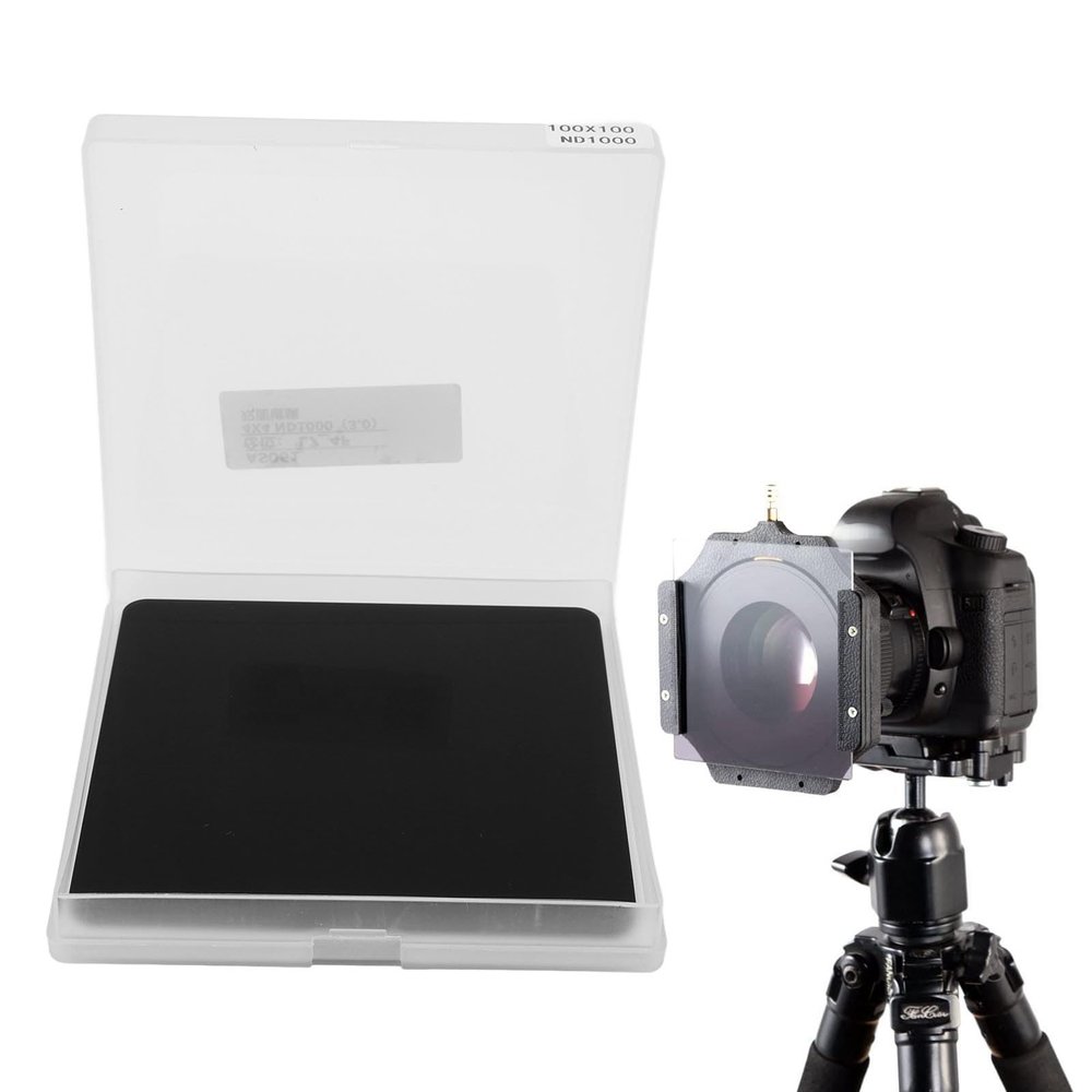 100x100mm ND Filter, 2mm Thickness, Multi Layer Coating, High Definition Optical Glass, Includes Storage Box, for Photography (ND1000)