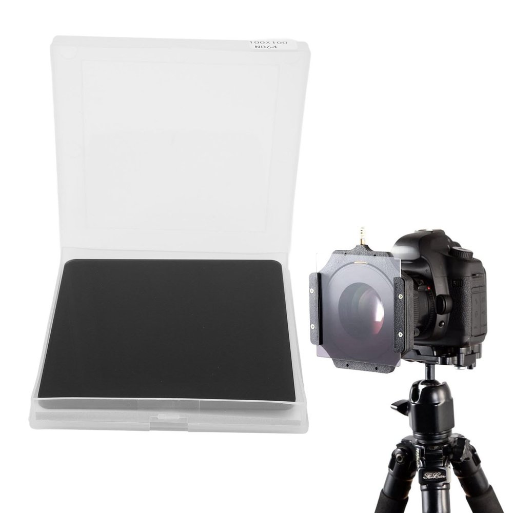 100x100mm ND Filter, 2mm Thickness, Multi Layer Coating, High Definition Optical Glass, Includes Storage Box, for Photography (ND64)