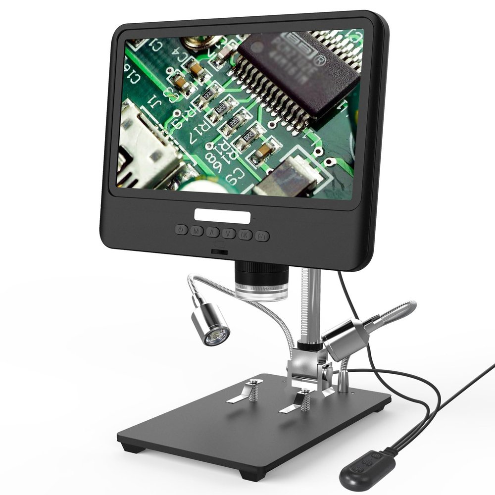8.5" Digital Microscope, 5X-260X Electronic Video Microscopes with Remote Control and 11 Ajustable LED Lights, 1080P USB Coin Magnifier and Adjustable Bracket, for Phone Repairing, Circuit Board