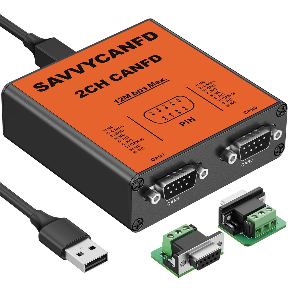 Pibiger USB to Dual Channel CAN FD Converter SavvyCAN-FD-X2 CAN Speed Up to 12M Max Isolated Against USB 2.5KV,CE,FCC