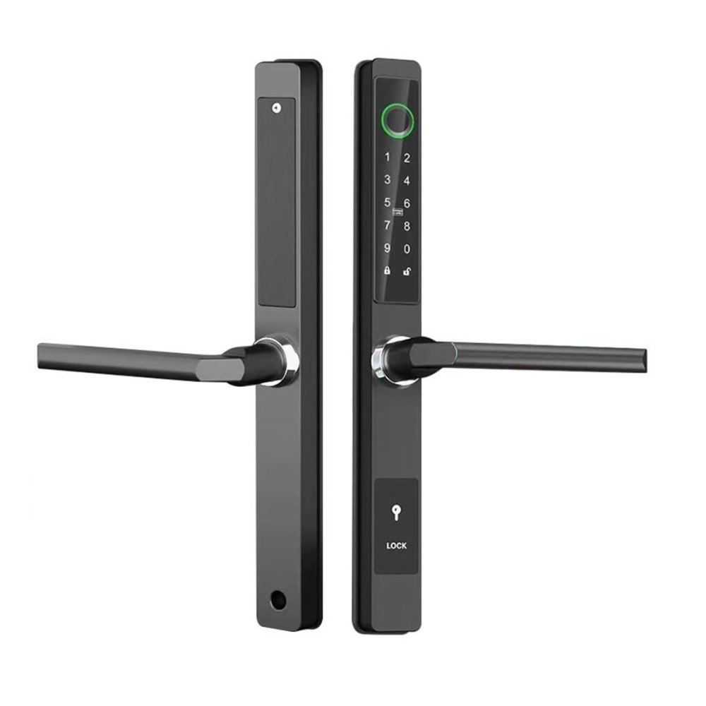 HAvern Electronic Lock TTLock APP Control Thin Design Fingerprint Password Sliding Door Aluminum Alloy Intelligent Door Lock (Color : Kit7)