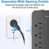 20FT Surge Protector Extension Cord with Flat Plug, 8 Outlets, 3 USB A & 1 USB-C Port, 1700J Wall Mount Desk Power Strip Black, ETL Listed view 4