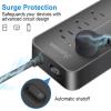 25FT Flat Plug Surge Protector - 8 Outlet & 3 USB Port (A & C) Power Strip Extension Cord, Wall Mountable Desk Power Strip for Home Office - Black - ETL Listed view 2
