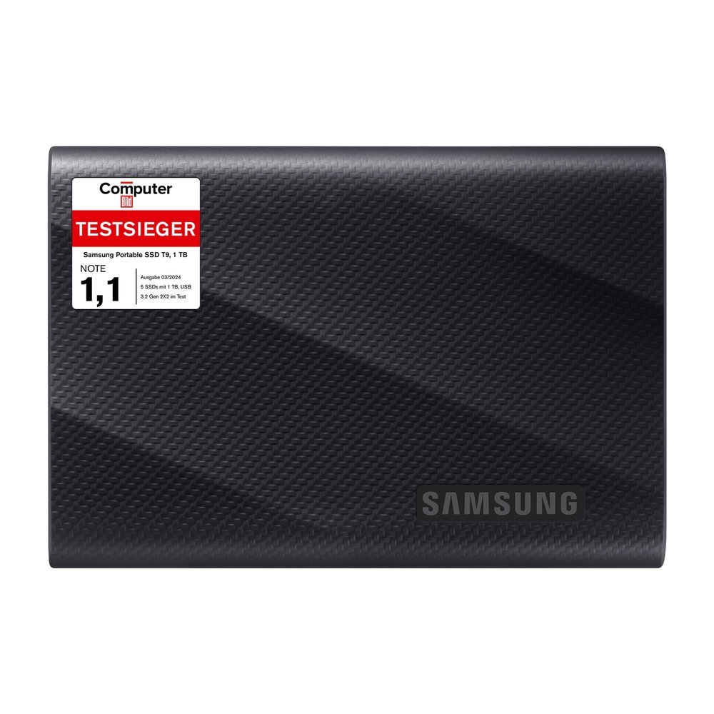 Samsung T9 Portable SSD 1TB, Up to 2,000MB/s, USB 3.2 Gen 2x2 External Solid State Drive, Up to 3 m Drop Resistant, for Creative Professionals, Youtubers, Content Creators, Mac Compatible, MU-PG1T0B