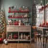 FiVan Christmas Goods Shelves Backdrop 6.5x5ft Baby Photography Background Portraits Photo Booth Green Kitchen Indoor Wall Decoration Non-Fading Printing Fabric W-9188 view 2