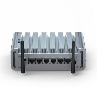 VENOEN Fanless Firewall Software Mini PC, Router Server, 6 2.5Gbe I225 LAN, Celeron J4125, 4GB DDR4 RAM 256GB SSD, HD-MI, RS232 COM, WiFi, Small Computer, Windows 10, Auto Power On, Network Appliance