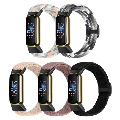 Braided Stretchy Solo Loop Compatible for Fitbit Luxe Bands for Women Men, Nylon Elastic Straps Wristbands for Fitbit Luxe, 5 Packs A