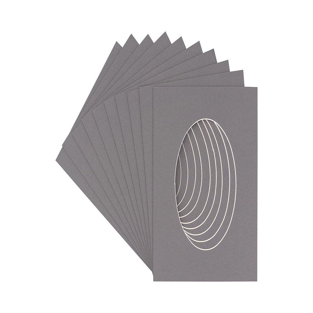 CountryArtHouse Charcoal Acid Free 20x30 Oval Picture Frame Mat with White Core Bevel Cut for 14x25 Pictures - Fits 20x30 Frame - Pack of 25 Matboard Show Kits with Acid Free Backings & Clear Bags