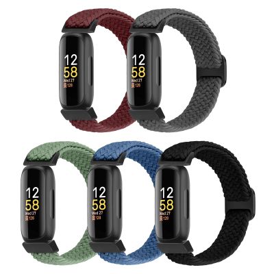Braided Stretchy Solo Loop Compatible for Fitbit Inspire 3/Inspire 2/Inspire HR/Inspire/Ace 3/Ace 2 for Women Men, Nylon Elastic Straps Wristbands for Fitbit Inspire 3, 5 Packs C
