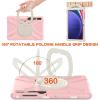 360 Rotation Case for Samsung Galaxy Tab S9+ 12.4'' 2023/S8+ /S7+/S7 FEwith Shoulder Strap S Pen Holder Rotatable Kickstand/Handle Rugged Silicone Case (Pink) view 3