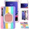 360 Rotation Case for Samsung Galaxy Tab S9+ 12.4'' 2023/S8+ /S7+/S7 FEwith Shoulder Strap S Pen Holder Rotatable Kickstand/Handle Rugged Silicone Case(Colorful Pink) view 1