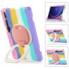 360 Rotation Case for Samsung Galaxy Tab S9+ 12.4'' 2023/S8+ /S7+/S7 FEwith Shoulder Strap S Pen Holder Rotatable Kickstand/Handle Rugged Silicone Case(Colorful Pink) view 2