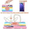 360 Rotation Case for Samsung Galaxy Tab S9+ 12.4'' 2023/S8+ /S7+/S7 FEwith Shoulder Strap S Pen Holder Rotatable Kickstand/Handle Rugged Silicone Case(Colorful Pink) view 4
