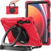 360 Rotation Case for Samsung Galaxy Tab S9 11'' 2023/S8 2022/S7 2020with Shoulder Strap S Pen Holder Rotatable Kickstand/Handle Rugged Silicone Case (Red) view 1
