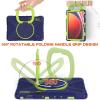 360 Rotation Case for Samsung Galaxy Tab S9 11'' 2023/S8 2022/S7 2020with Shoulder Strap S Pen Holder Rotatable Kickstand/Handle Rugged Silicone Case (Navy Blue+Green) view 4