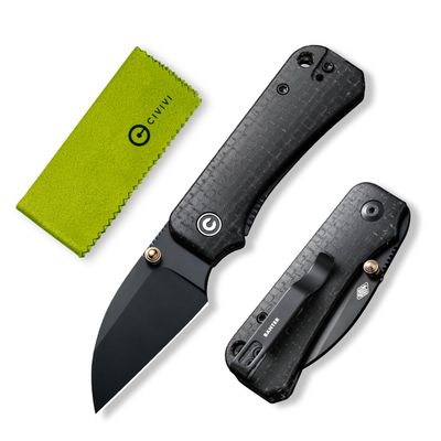 CIVIVI Small Pocket Knife for Men Women,Folding Knife Baby Banter with 2.32" Nitro-V Wharncliffe Blade Contoured Micarta Handle for EDC, Thumb Stud Opener C19068SC-1