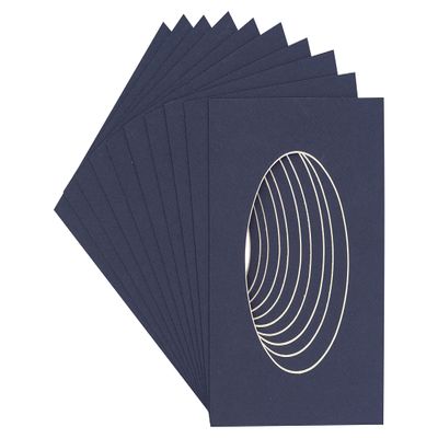 CountryArtHouse Navy Blue Acid Free 16x20 Oval Picture Frame Mat with White Core Bevel Cut for 13x18 Pictures - Fits 16x20 Frame - Pack of 10 Matboard Show Kits with Acid Free Backings & Clear Bags
