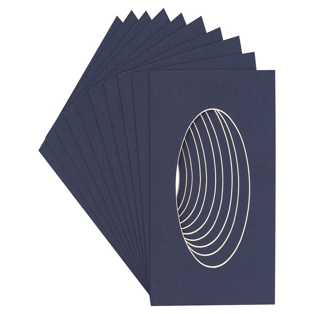 CountryArtHouse Navy Blue Acid Free 16x20 Oval Picture Frame Mat with White Core Bevel Cut for 13x18 Pictures - Fits 16x20 Frame - Pack of 10 Matboard Show Kits with Acid Free Backings & Clear Bags